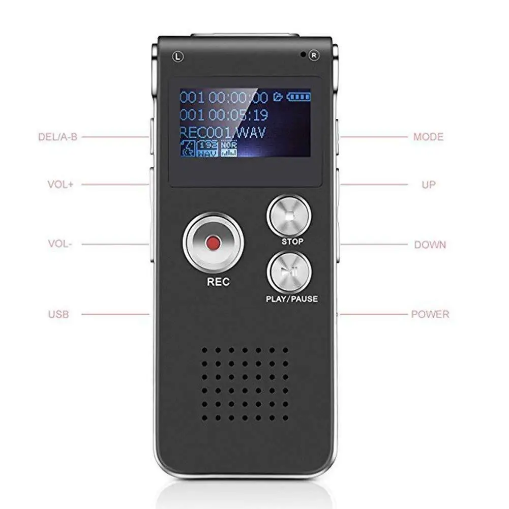 2019 Новая мода 8GB перезаряжаемый стальной цифровой звук диктофон MP3 плеер запись