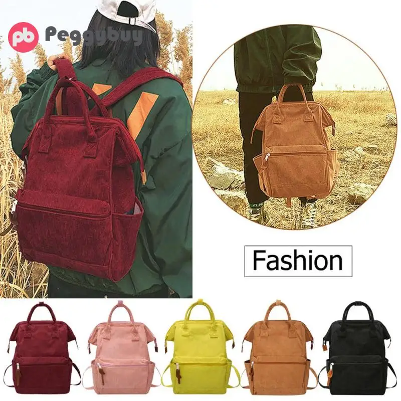 Вельветовые рюкзаки для женщин Mochila модные зимние повседневные стильные Женские однотонные рюкзаки для девочек-подростков Прямая поставка