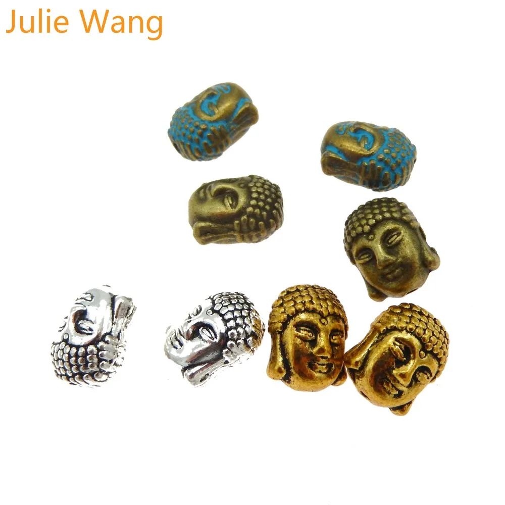 Julie Wang 20 шт. бусины голова Будды разноцветные браслеты сплав отдельные Подвески