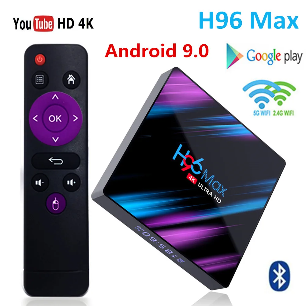 H96 MAX Смарт ТВ приставка Android 9 0 4 Гб ОЗУ 32 ГБ/64 встроенной памяти с двумя камерами
