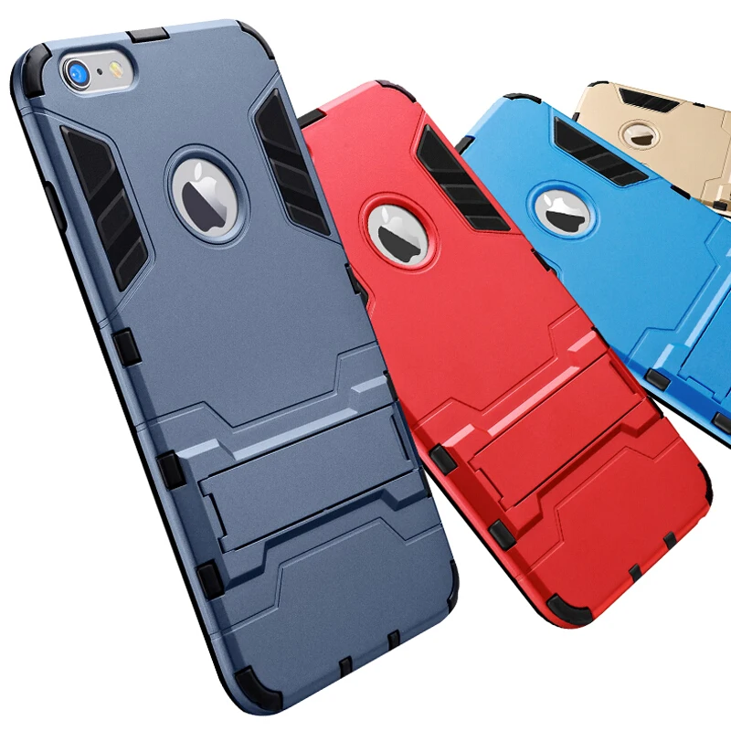 Armor Case For iPhone 7 8 Full Protection Support Kickstand Phone PC Shell Back 6 S X Plus Silicone Cover |