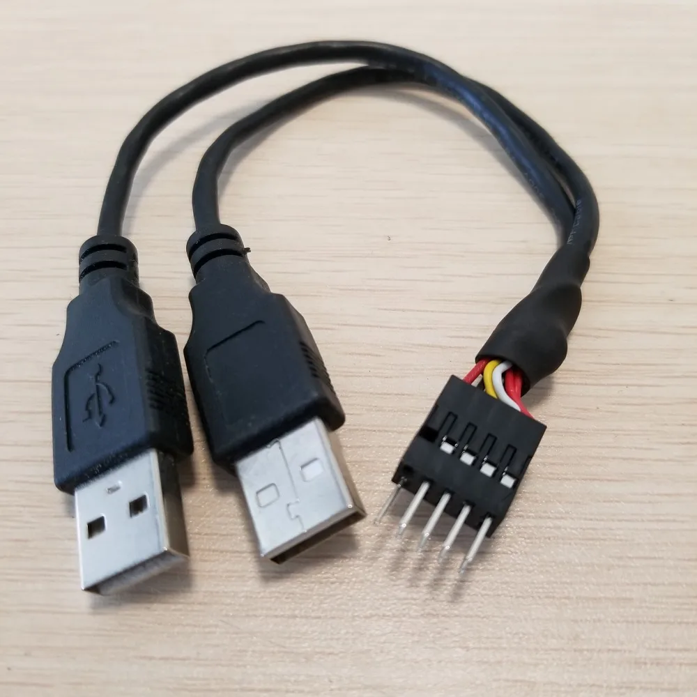 Двойной USB A штекер к ПК Чехол Внутренний 9 контактный разъем Dupont адаптер Y