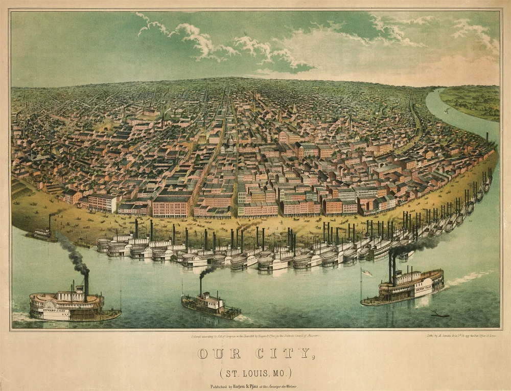 Our City St. Louis Mo Harbor Map Классическая винтажная ретро декоративная крафт-бумага Постер