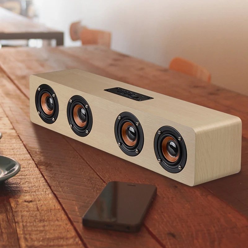 AAAE портативный Bluetooth 4 0 Деревянный Hi Fi громкий динамик fm радио 12 Вт беспроводной