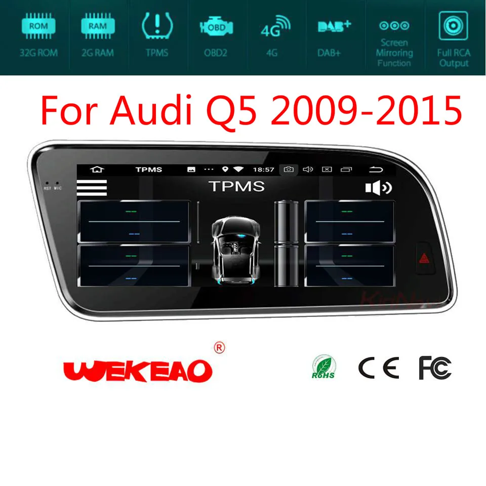 Wekeao 8 &quotCar Audio мультимедийный плеер для Audi Q5 2009-2017 авто радио gps Navi Стерео Bluetooth Android