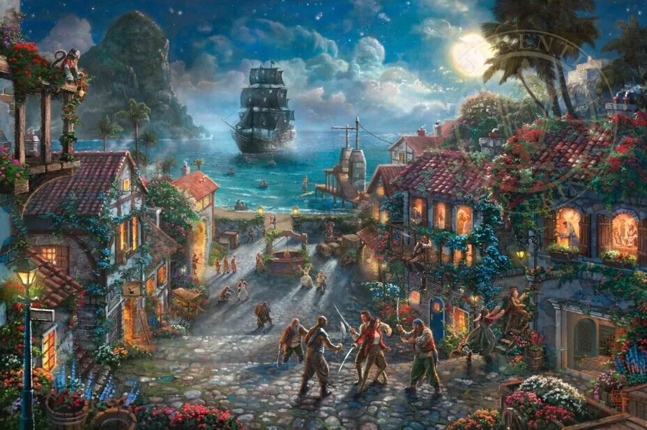 Thomas kinkade Prints on canvas famous oil painting Print reproduction landscape home decor wall Pirates of the Caribbean (2) | Дом и сад