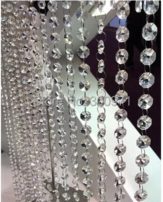 20M/lot 14mm octagon beads chain,CRYSTAL GLASS CURTAIN STRANDS,home/WINDOW/DOOR CURTAIN decoration, free shipping