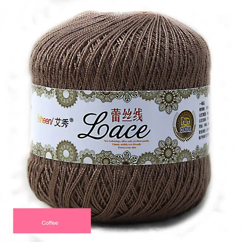 50 g/ball 8# Lace Crochet Thread Cotton Wool Fine Yarns Embroidery Crochet Knitting Lace Jewelry DIY Hand Knitting Threads - Цвет: Coffee