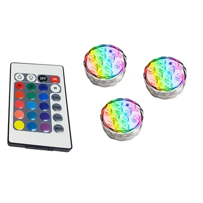 1 controller 3 Lamp Waterproof Underwater Light, Submersible LED Lights with Remote Control RGB Multicolor LED Pond Lighting Set for Vase Base - Испускаемый цвет: 1 controller 3 Lamp