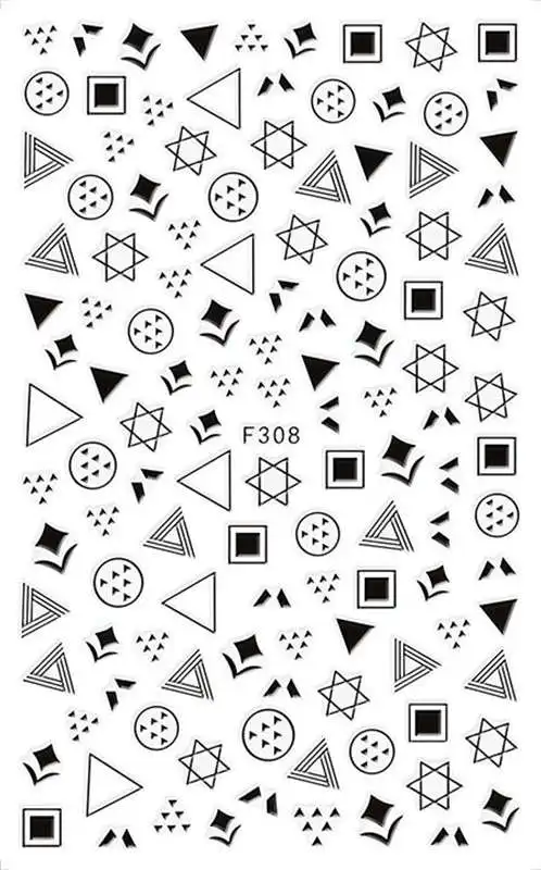 1 лист наклейки для дизайна ногтей с треугольными квадратными и шестью