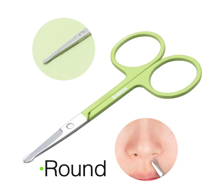 Round Scissor Набор инструментов для макияжа Brainbow, наклонный плоский пинцет для бровей, удаление волос с глаз, острые изогнутые ножницы для макияжа, средство для удаления волос из носа - Цвет: Round Scissor