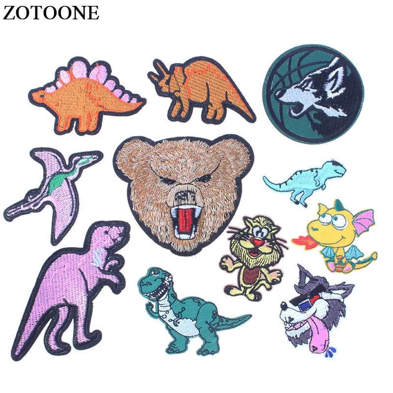 Нашивки ZOTOONE с вышивкой динозавра для одежды милые нашивки медведя в виде