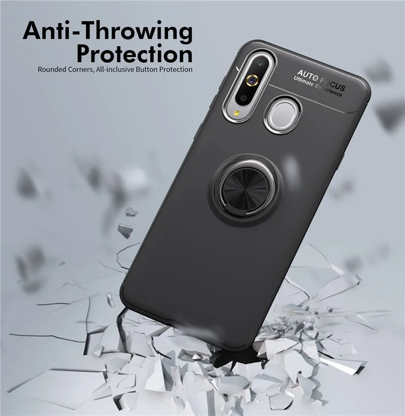 For Samsung Galaxy A9 2018 Case Finger Ring Holder Soft Silicone Matte Cover A8S A7 A6 Plus J4 J6 Prime |