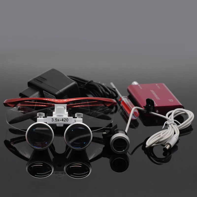 Dentistry Surgery 3.5X Magnification Binocular Magnifier & Headlight LED Light For Lab Equipment