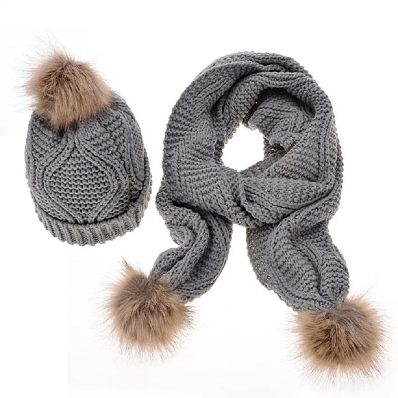  fashion women knitted hat muffler set winter warm jacquard weave curling scarf birthday gift female accessories |
