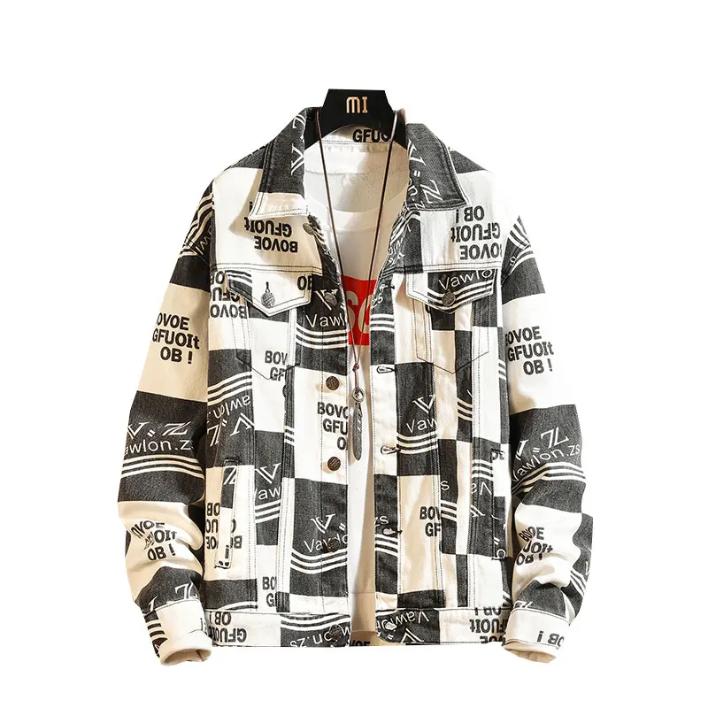 FUODRAO Denim Jacket Fashion Print Bomber Men Hip Hop Streetwear Jaqueta Masculino Japan Style Coats Male 5XL J147 | Мужская одежда