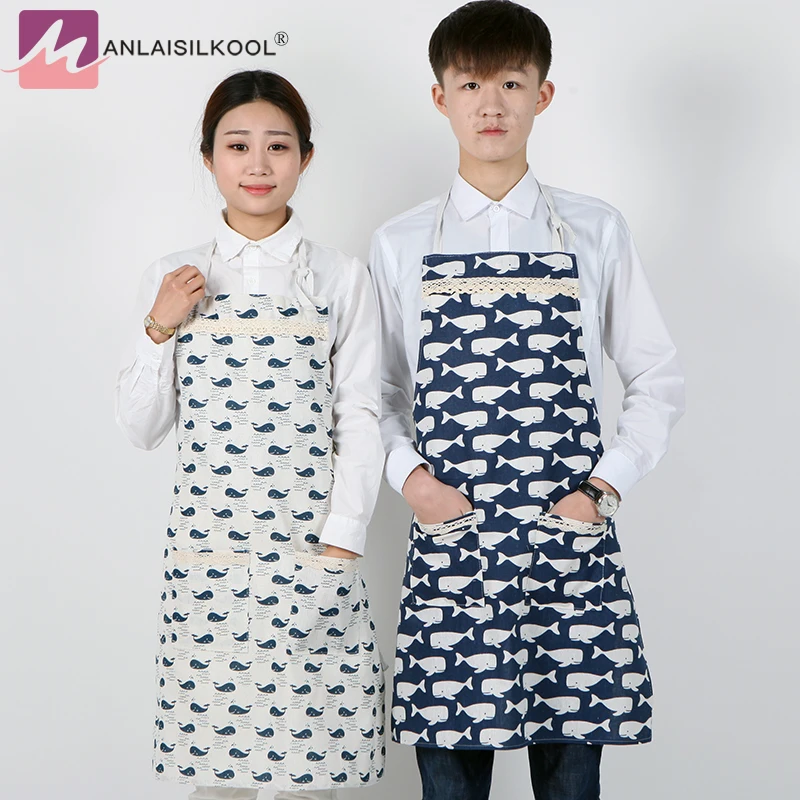 Мода в японском стиле Акула хлопок лен Юбка анти-масло работы Фартук Кухонный