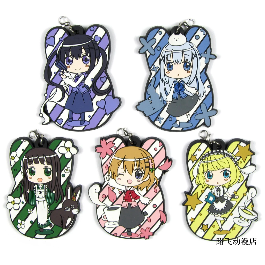 Gochuumon Wa Usagi Desuka фигурка аниме модель Kafuu Chino Hoto Kokoa Tedeza Rize Kirima Syaro резиновый брелок