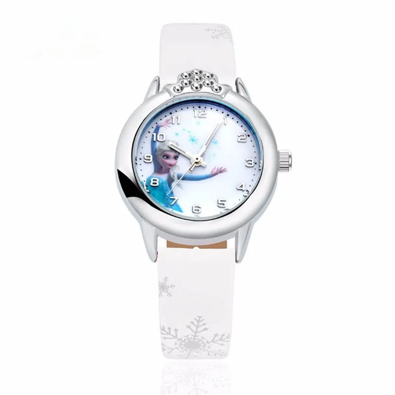 white Qingwen новые relojes мультфильм часы принцессы модные детские часы милый резиновый кожаный кварцевые часы девушка CE0519 - Цвет: white