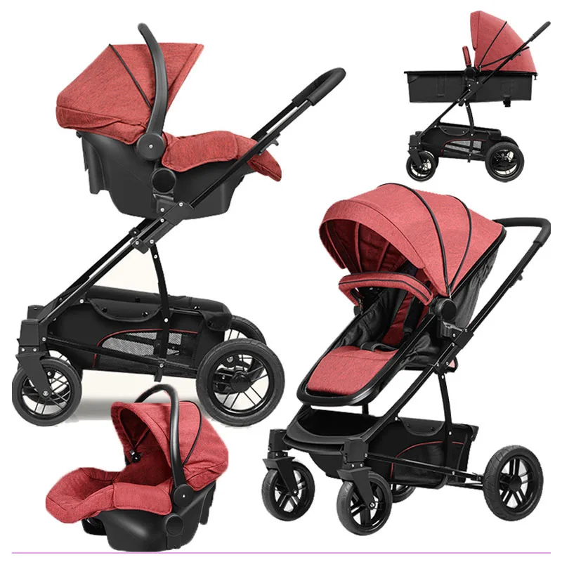 Детская коляска 3 в 1 переносная комфортная складная с высоким обзором|pushchair in