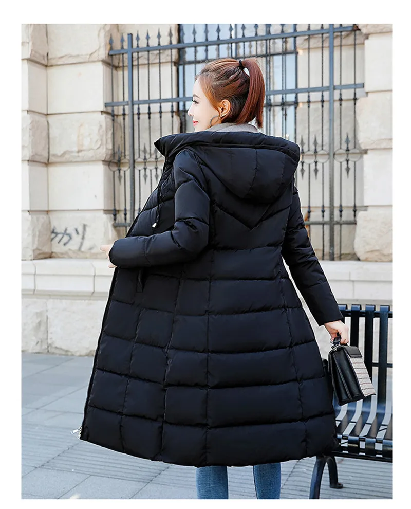 Большие размеры 5XL 6XL, зимняя куртка, женские парки, новая однотонная верхняя одежда с капюшоном, длинный пуховик, хлопковая куртка, плотная теплая куртка с хлопковой подкладкой