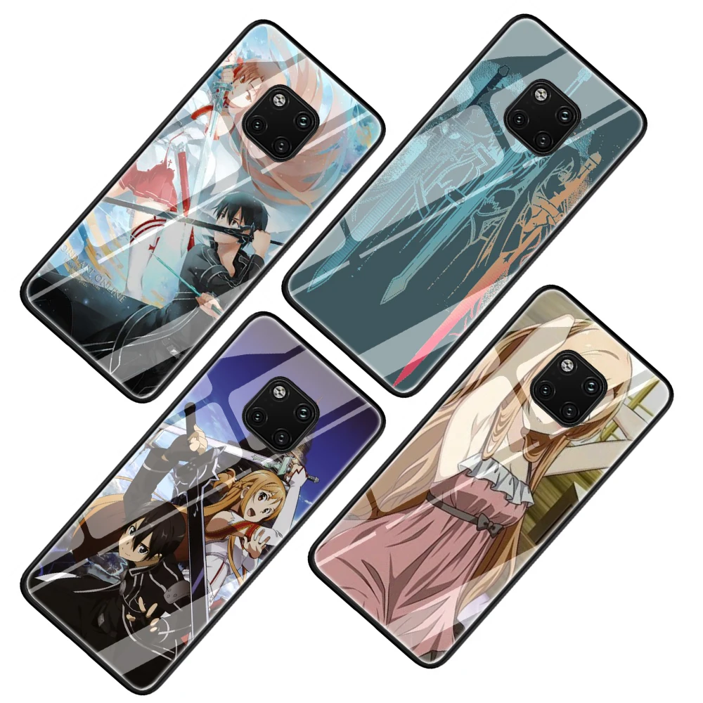 Sword Art Online SAO аниме чехол из закаленного стекла для телефона huawei P10 P20 P30 Y6 Y9 Honor 8X 7A pro 9 10 Lite mate 20 Lite