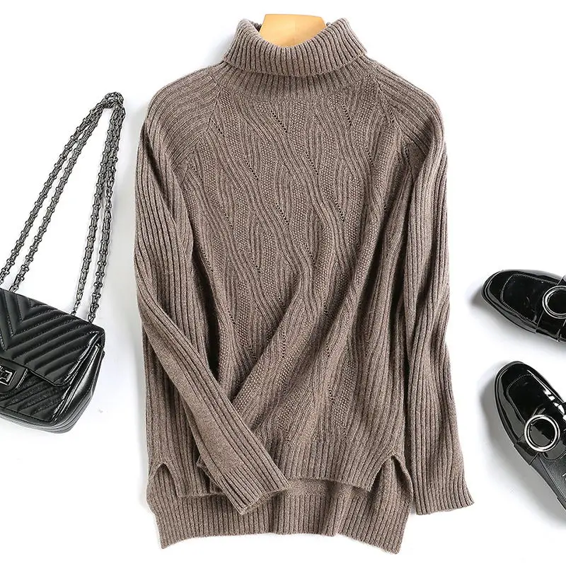 Stylish ladies turtleneck pullover oversized sweater long-sleeved Sherpa cashmere free Shopping | Женская одежда
