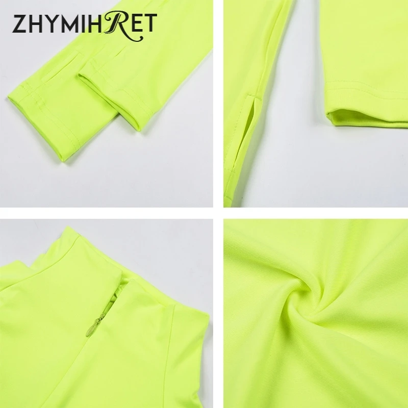 ZHYMIHRET 2021 Осенняя неоновая Цвет платье для женщин пикантные узкие брюки на молнии