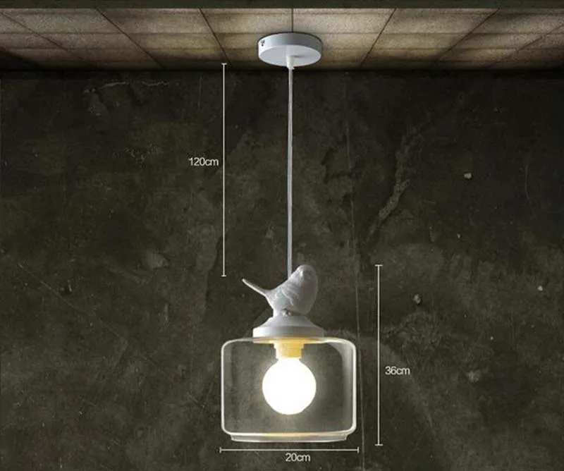 Промышленный винтажный подвесной светильник Оригинальный стеклянный с птицами