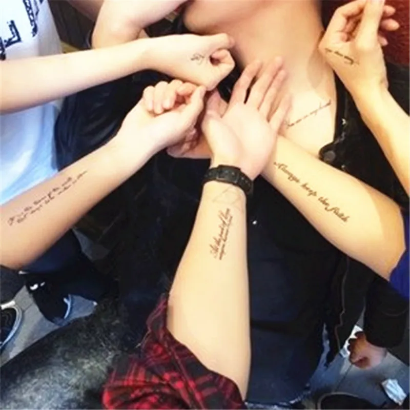 2 шт водостойкая временная татуировка крутой дизайн Слова стикер татуировки для