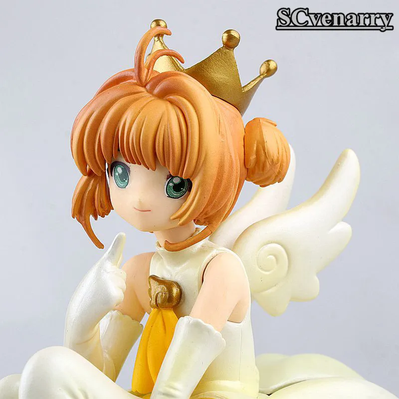 Аниме KINOMOTO SAKURA Angel Crown 1/7 Масштаб фигурки карты CAPTOR ПВХ Фигурки Модель 18 см|action