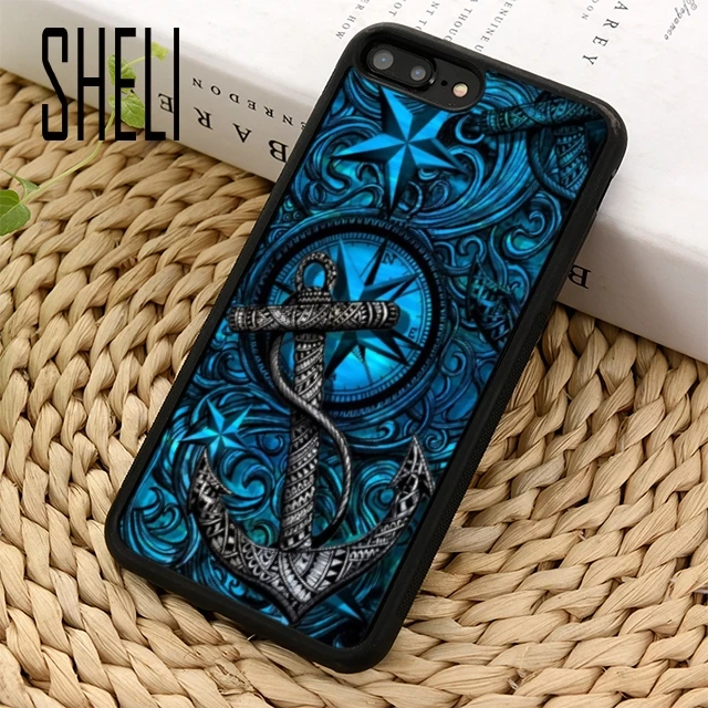 SHELI Якорь Морской Океан тату звезда Графический чехол для телефона iPhone 5 6 6s 7 8 plus 11