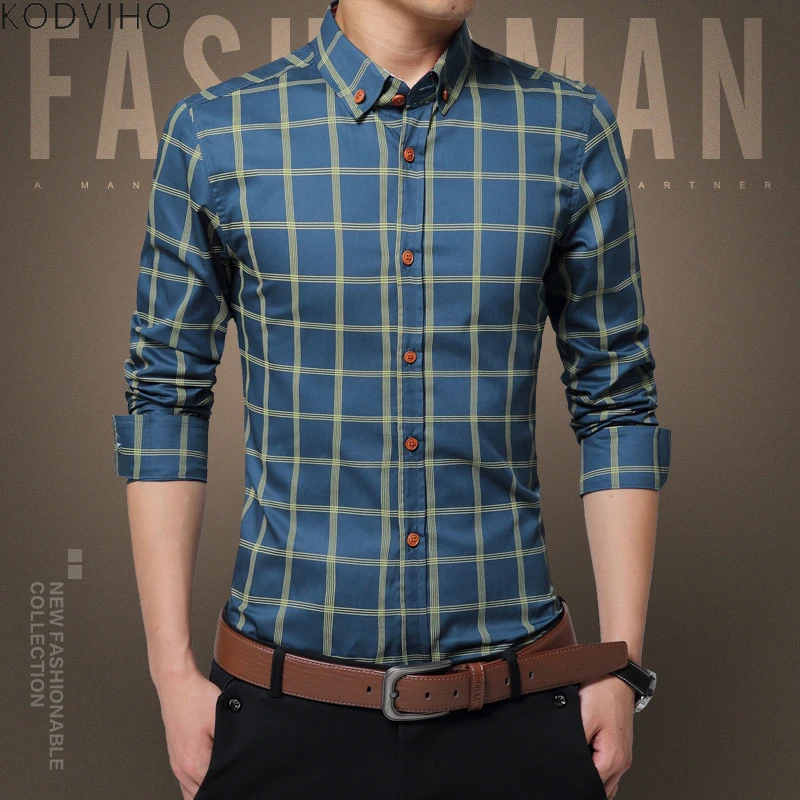 Camisa Hombre белая клетчатая рубашка 5XL с длинным рукавом мужская полосатая