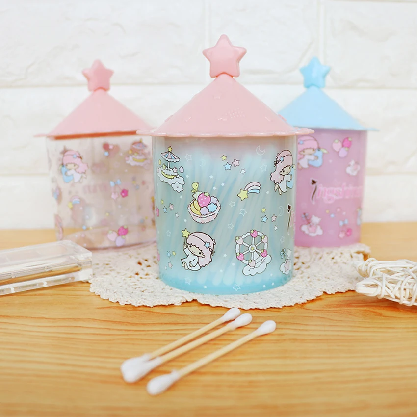 

Cartoon Gemini Makeup Cotton Swab Storage Box With Lid Toothpick Holder Desktop Storage Container Large Capacity Toothpick Box