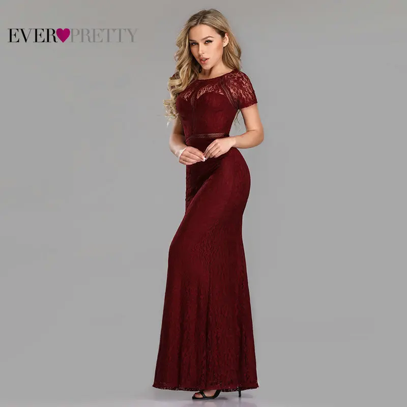 Ever Pretty, вечерние платья, длинные,, сексуальные, маленькая Русалочка, полностью кружевные, с коротким рукавом, прозрачные, для особых случаев, платья EZ07752