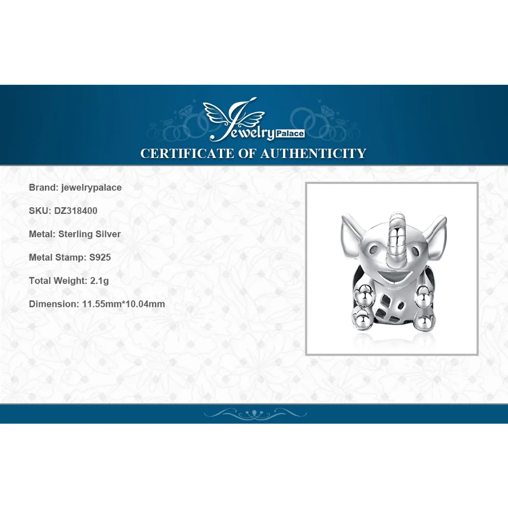 

JewelryPalace Elephant 925 Sterling Silver Beads Charms Silver 925 Original For Bracelet Silver 925 original For Jewelry Making