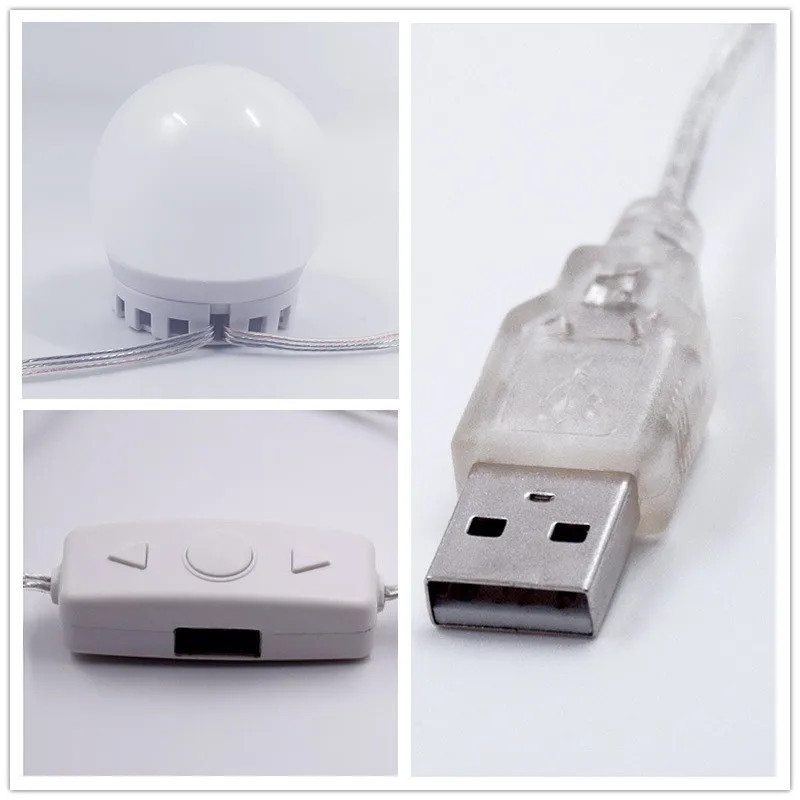 

USB LED Makeup Lamp Bulbs Kit For Dressing Table Vanity Mirror Light 10 Lights 20*14*5.7CM