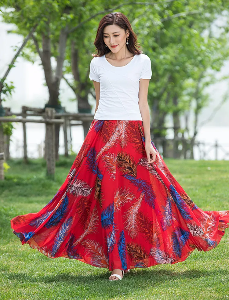 Женская шифоновая длинная юбка с высокой талией 26 цветов | одежда