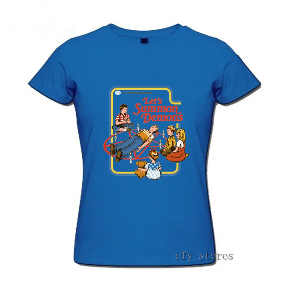2019 модные популярные винтажные женские футболки с надписью Let's Summon demon Summe