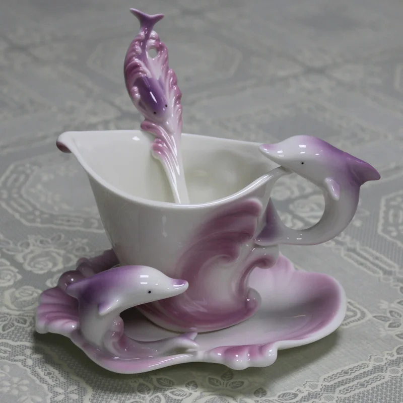 Кофейная кружка с цветной эмалью фарфоровый костюм творческие европейские