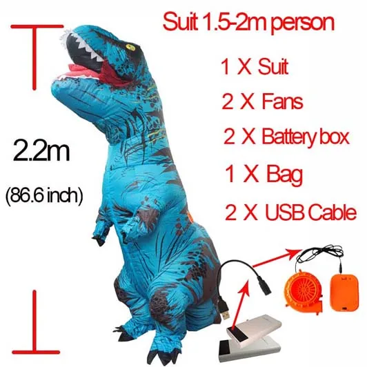 Костюм T Rex для женщин, взрослых, мужчин, надувной костюм T Rex, аниме, косплей, фэнтези, Хэллоуин, T Rex, костюм динозавра для детей, женщин - Цвет: Adult BlueT Rex