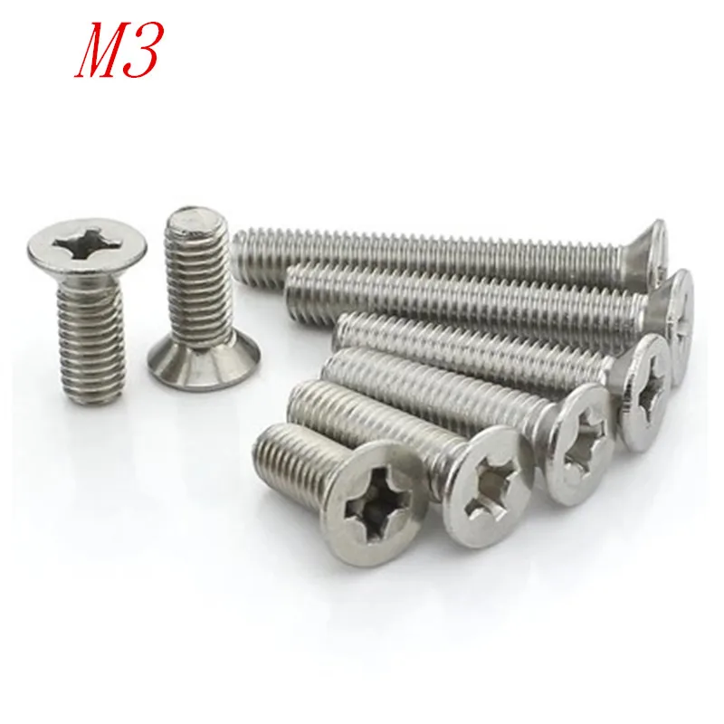 

1000pcs GB819 DIN965 m3 stainless steel flat contersunk head machine screw M3*5/6/8/10/12/14/16/18/20/25/30