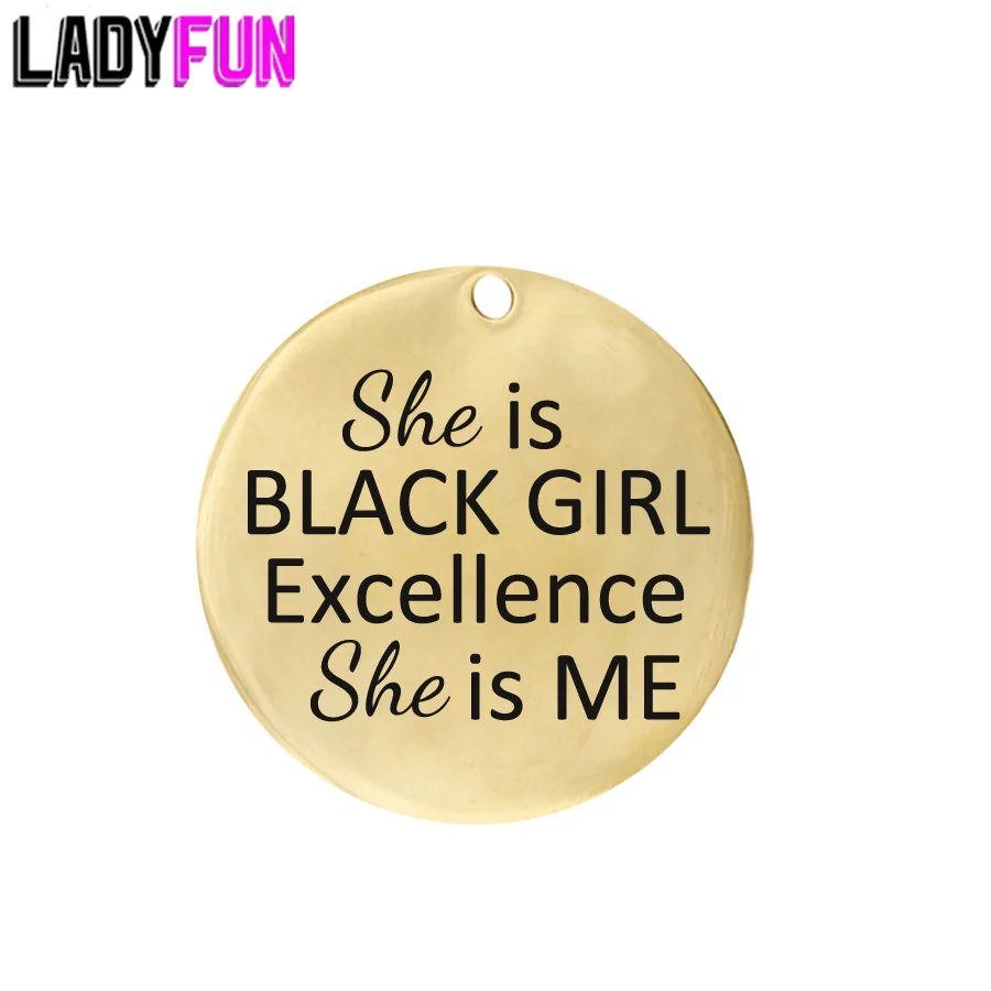 

Ladyfun из нержавеющей стали черные подвески для девушки-она черная девушка совершенство она меня очарование для изготовления ювелирных издел...