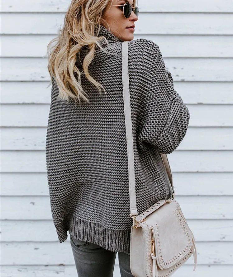 2018 Autumn Winter Women Sweater Solid Color Loose Turtleneck Pullovers Female Long Sleeve Casual Sweaters 6 Colour 5 Size | Женская