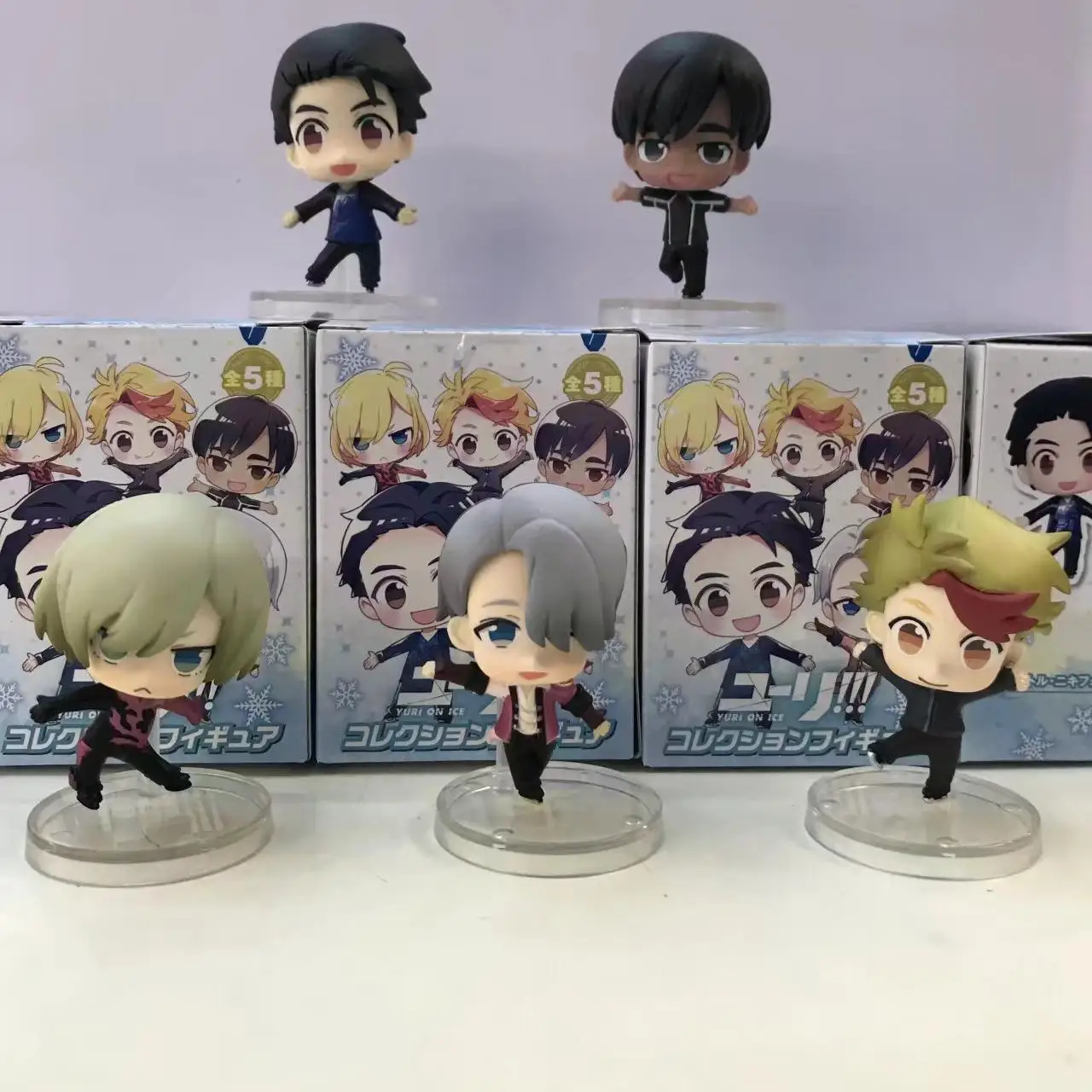 

6pcs Yuri!!! On Ice Katsuki Yuri Victor Niki Q Version Figure Japanese Anime Figures One Piece Action Childhood Edition