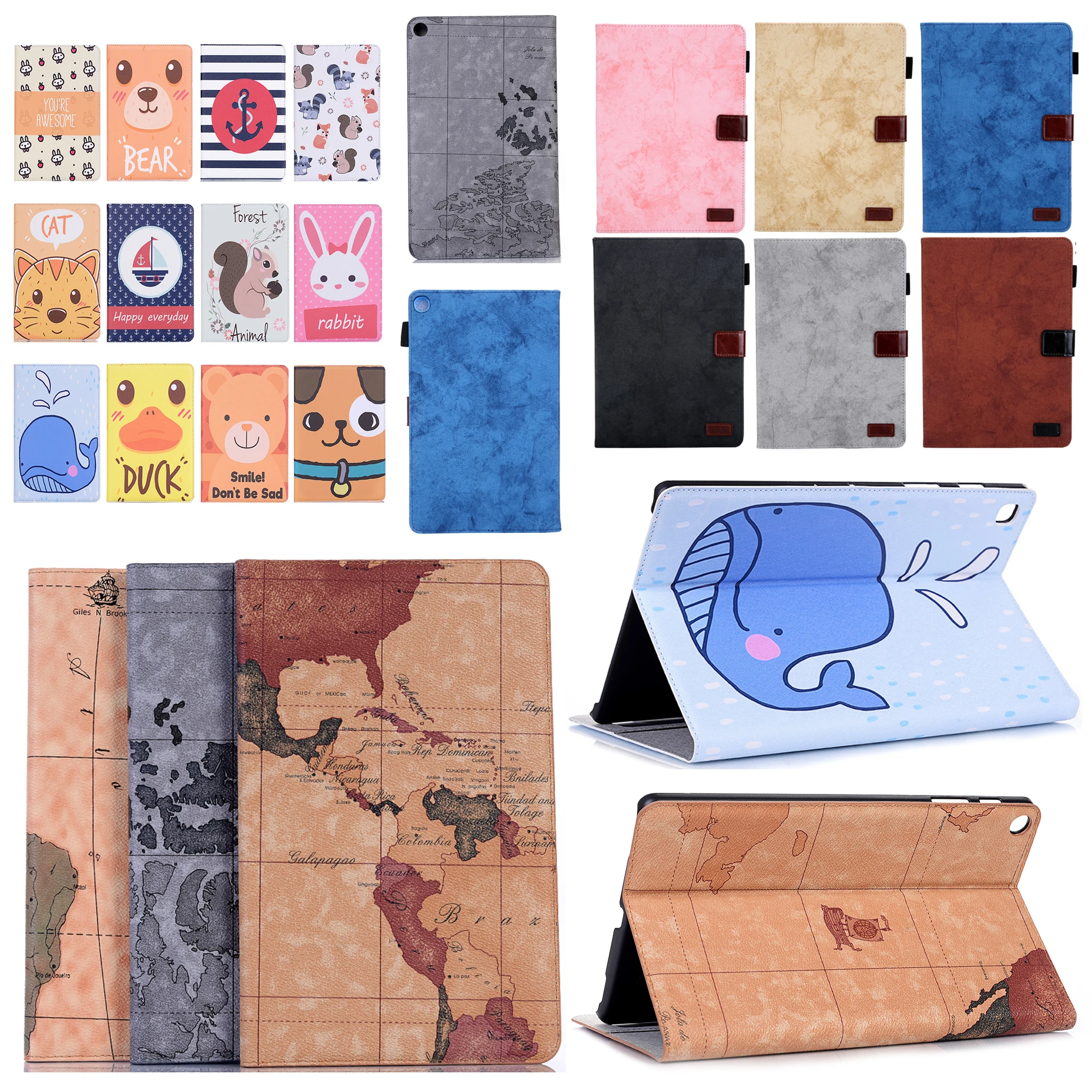 Флип чехол с картой мира кожаный подставка для Samsung Galaxy Tab A 10 1 2019 T510 T515 зеркальный