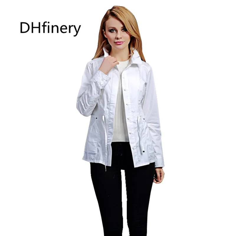 DHfinery blusa feminina хлопковая рубашка с длинными рукавами и двойным карманом на весну