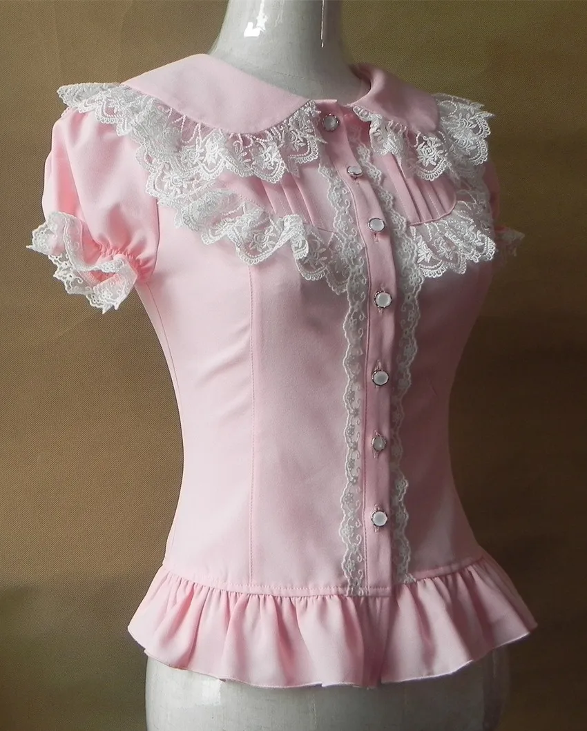 Летние женские бело черные короткие рубашки винтажные викторианские кружевные