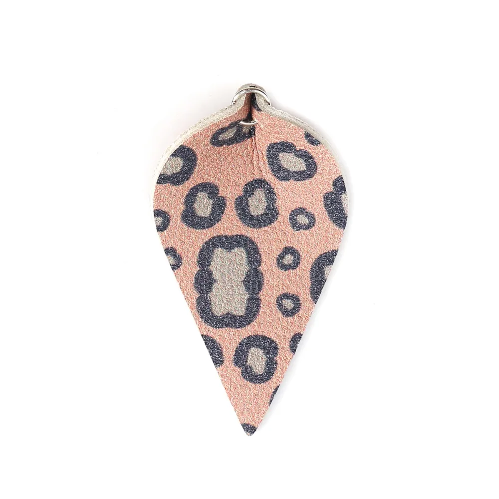 DoreenBeads искусственная кожа Подвески Лист Зебра леопардовый животный узор W/Jump Ring 62