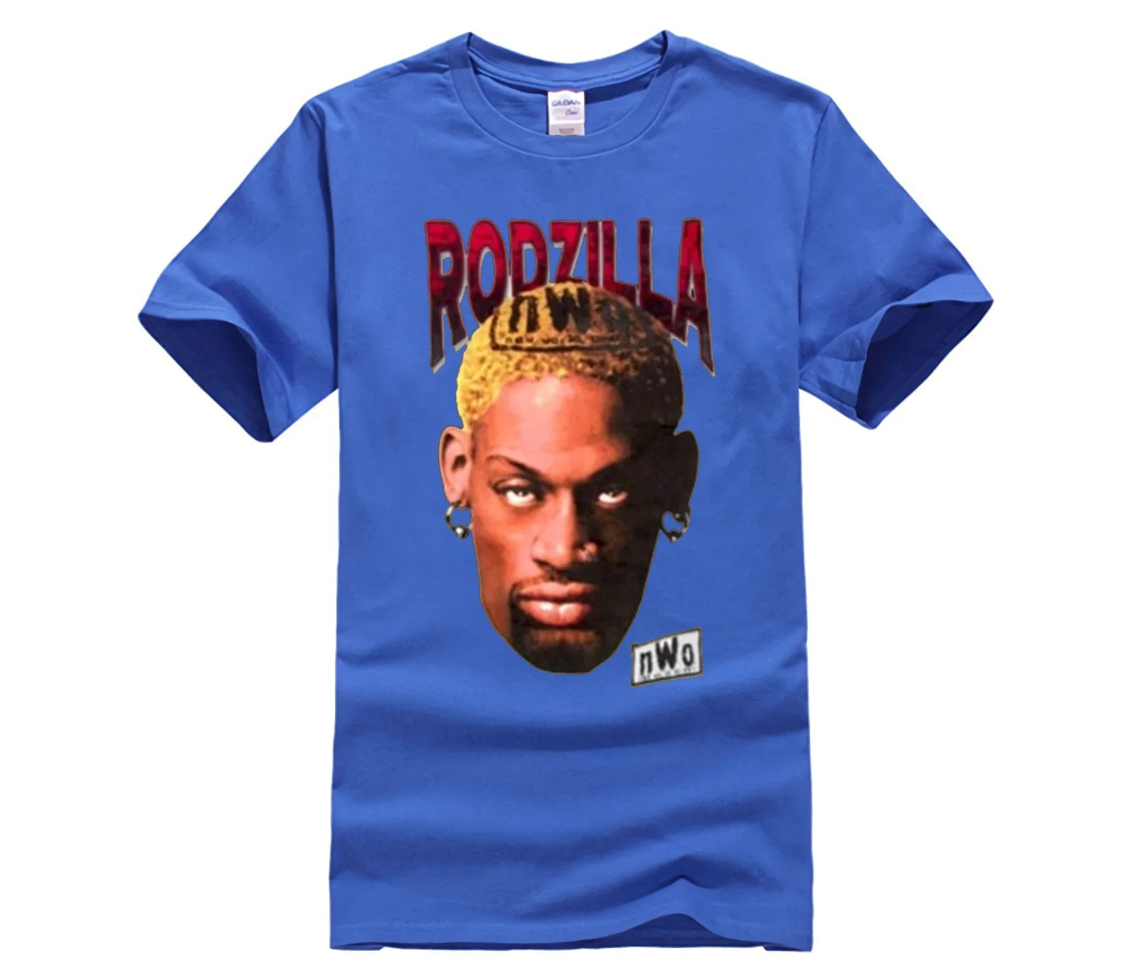 Phiking Dennis Rodman Rodzilla WCW футболка с круглым вырезом по низкой цене, Мужская футболка с коротким рукавом, Забавные Рубашки с коротким рукавом - Цвет: blue